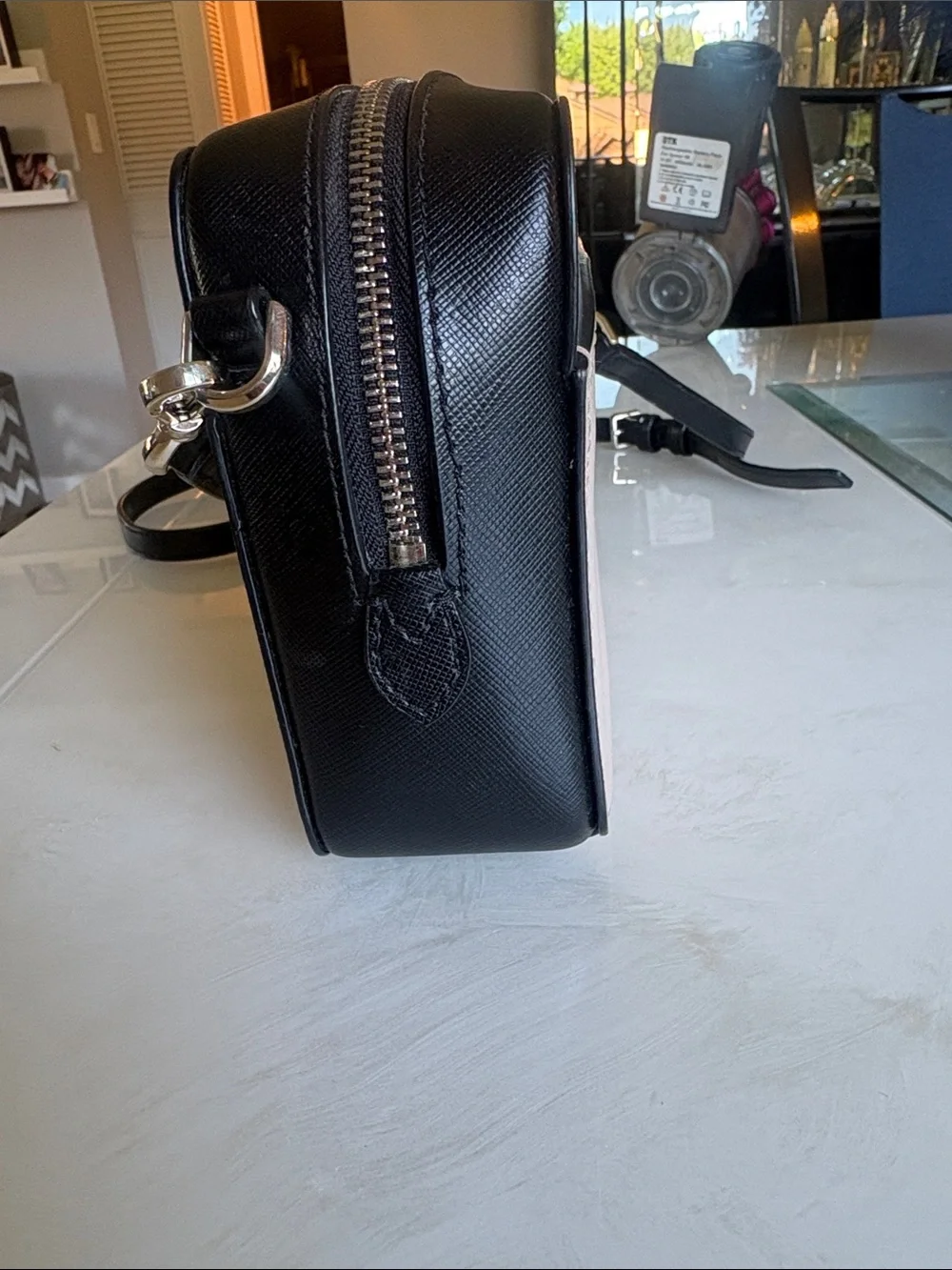 kate spade, Cream, Tan and white White with Black Leather straps Crossbody